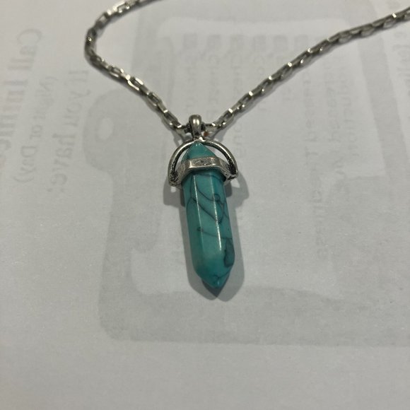 Turquoise and Silver Triple Chain Pendant - Picture 7 of 10